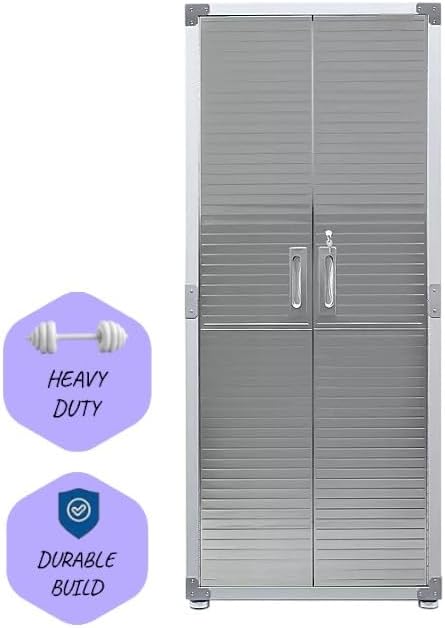 Heavy Duty Storage Solid Stainless Steel Cabinet with Lockable, Adjustable Shelf, Metal Garage Organizer (Granite, 30" W x 18" D x 72" H)