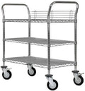 Omega 3 Tier Heavy Duty Rolling Utility Carts with Wheels and Handle Bar, NSF Certified 1200LBS, Commercial Serving Storage Cart for Warehouse Garage Kitchen, 18" Deep x 30" Wide x 39" High, Silver