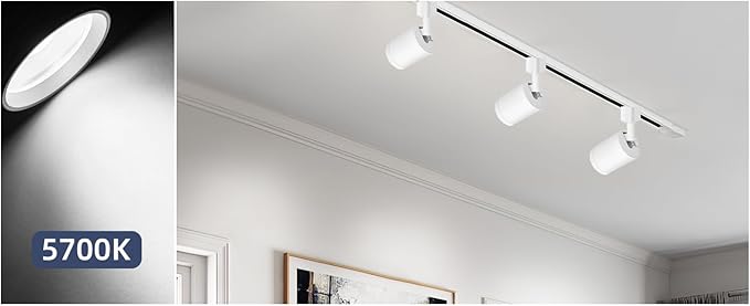 10W LED Black Track Lighting Heads, J Type Track Lighting Rail Ceiling Spotlight for Accent Task Wall Art Exhibition Lighting, and Wall Art Display Illumination 3000K-5700K, CRI90+ (6-Pack