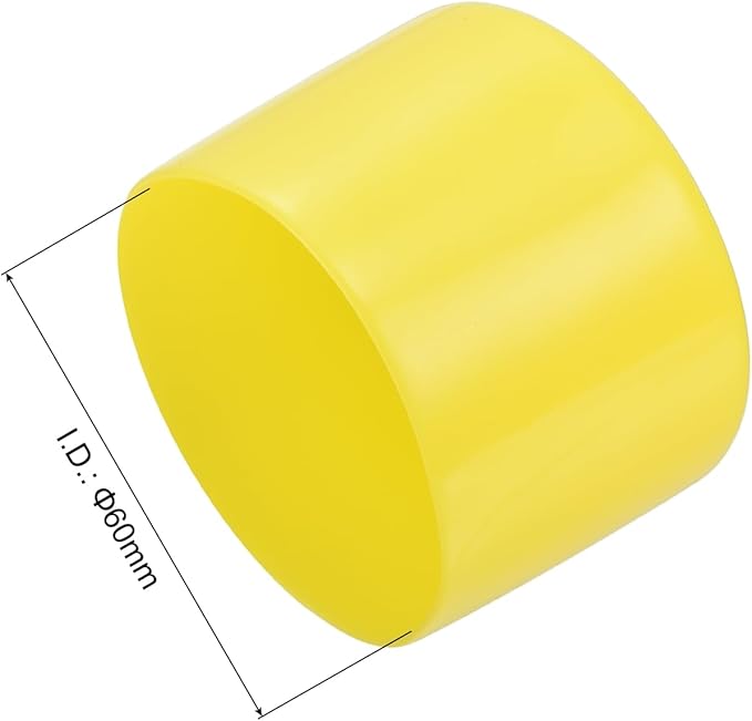 uxcell 4pcs Rubber End Caps 60mm(2 3/8") ID Vinyl Round Tube Bolt Cap Cover Screw Thread Protectors Yellow, 40mm Height
