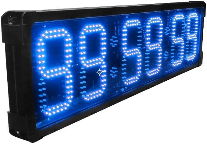 AZOOU 8-inch Double Sided Hours Minutes Seconds LED Race Timing Clock Support Countdown/up Timer Running Events Countdown/up with Tripod Blue Color
