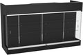 72" W x 22" D x 42" H - Ledgetop Checkout Counter with Glass Showcase View Front, Black Wooden Cash Register Stand with Showcase,Retail Glass Display Cabinet Counter
