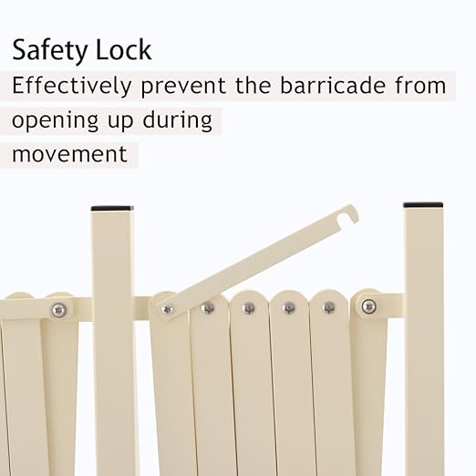 GYMTIME Expandable Metal Barricade, Flexible Mobile Safety Barrier, Folding Security Gate with Casters, Adjustable Traffic Temporary Fence for School, Shopping Mall, 16 Feet, Milkyellow