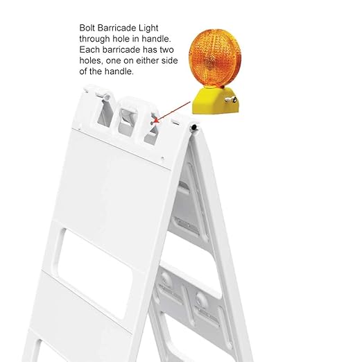 Plasticade All-Plastic A-Frame Type 2 Barricade (12" Top, 8" Bottom) - High Intensity Prismatic Reflective Sheeting, Durable, High-Visibility Traffic Control Solution with Built-in Handle