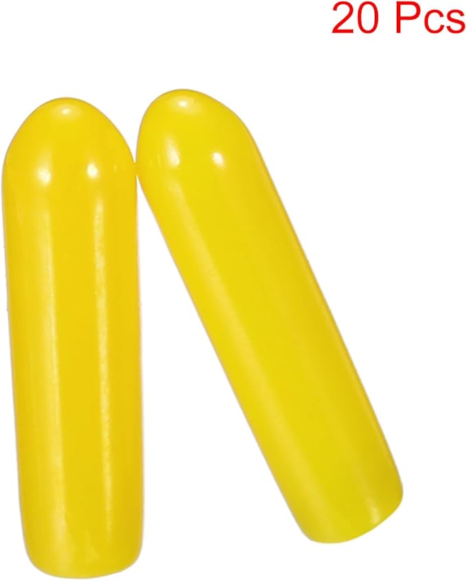 uxcell 20pcs Rubber End Caps 3mm(1/8") ID Vinyl PVC Round Tube Bolt Cap Cover Screw Thread Protectors Yellow
