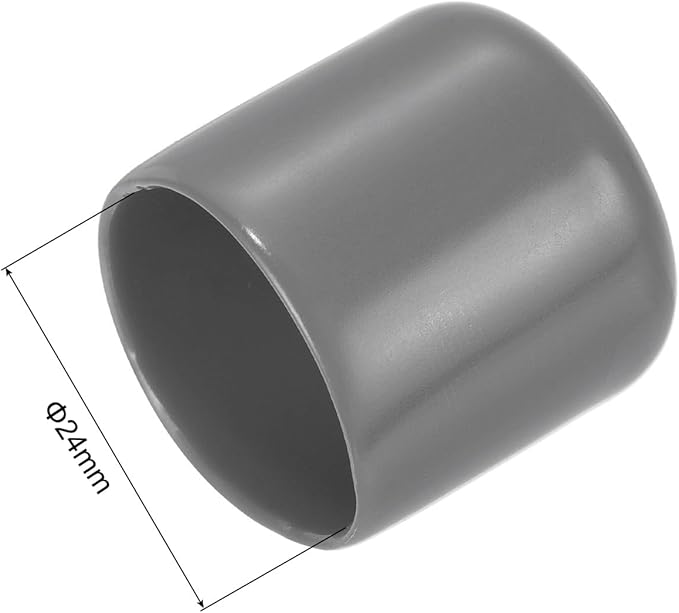 uxcell 10pcs Rubber End Caps 24mm ID Vinyl Round End Cap Cover Screw Thread Protectors Dark Grey