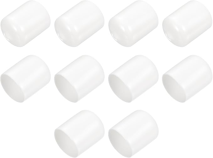 uxcell 10pcs Rubber End Caps 22mm(7/8") ID Vinyl Round End Cap Cover Screw Thread Protectors White