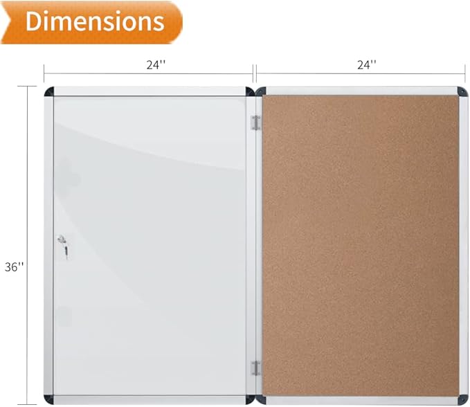 VIZ-PRO Tamperproof Lockable Cork Noticeboard Class 1 Aluminium Framed 36x24 Inches