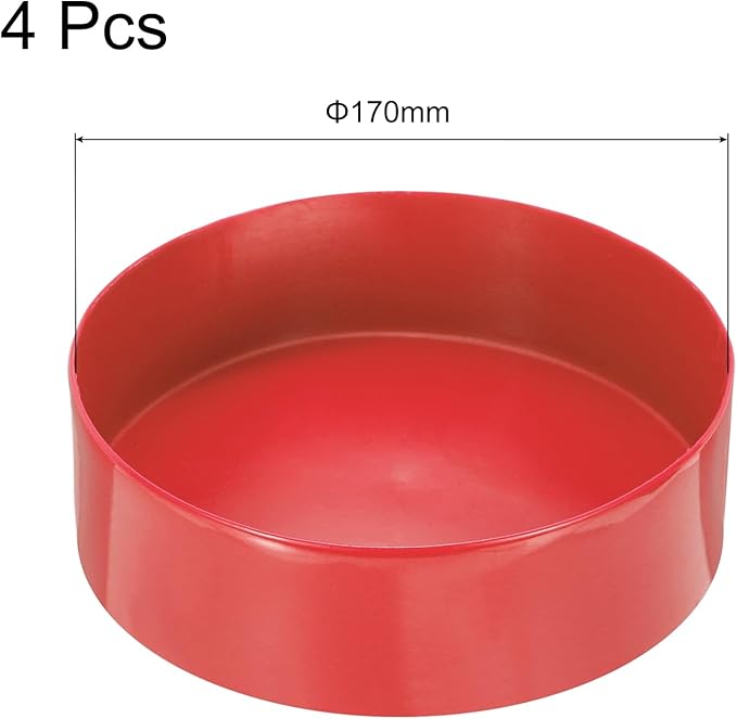 uxcell 4pcs Rubber End Caps 170mm(6.7 Inch) ID Vinyl Round End Cap Cover Screw Thread Protectors Red, 50mm Height