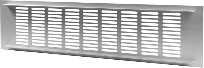 Vent Systems 15.75 x 3.94 (Outer Size) Air Supply Ventilation Grille - Pack of 2 - Silver Aluminum Rectangle Intake/Exhaust Door Vent Deflector - HVAC for Home Improvement Floor, Wall Duct Cover