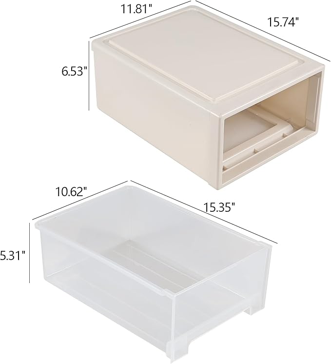 4-Pack 18 Quart Plastic Stacking Storage Drawers, Large Stackable Organizer Drawer Bin