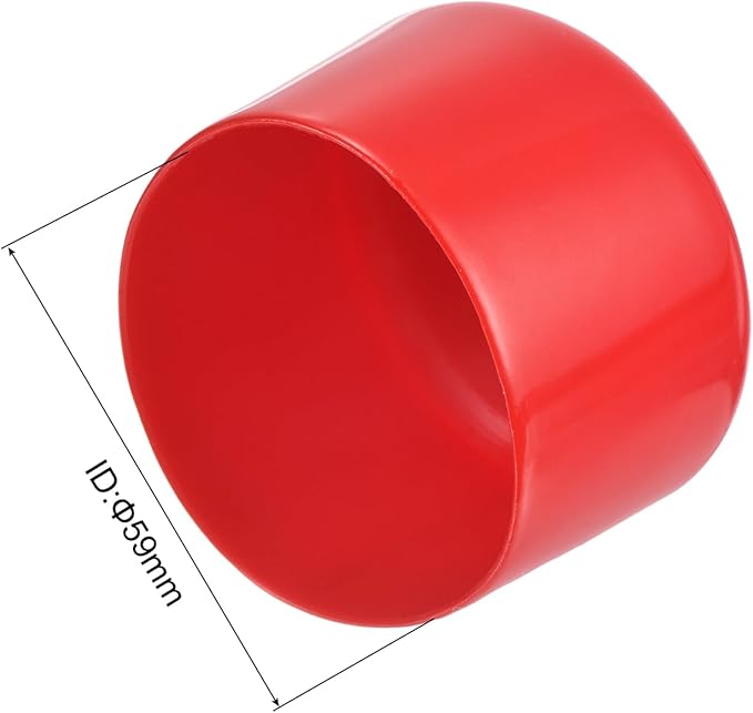 uxcell 5pcs Rubber End Caps 2 5/16"(59mm) ID Vinyl PVC Round Tube Bolt Cap Cover Screw Thread Protectors Red