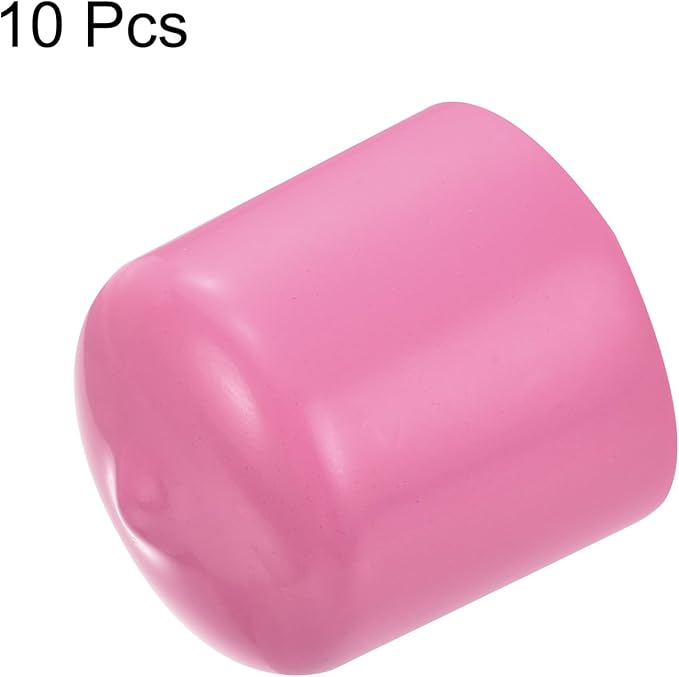 uxcell 10pcs Rubber End Caps 23mm ID Vinyl Round End Cap Cover Screw Thread Protectors Pink