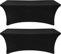 Spandex Table Cover 2 Pack 5FT Black Fitted Tablecloths,Washable Wrinkle Resistant Stretch Table Cloth Rectangle for Vendor Booth Display Items,Party Supplies for Adults,Wedding Decorations,Banquet