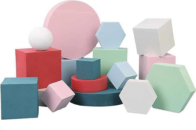 8PCS Geometric Cube Photo Props Set, Hard Foam Photography Background Props for Goods, Crafts, Lipstick, Jewelry, Cosmetics, Makeup Tools, Food (Purple)