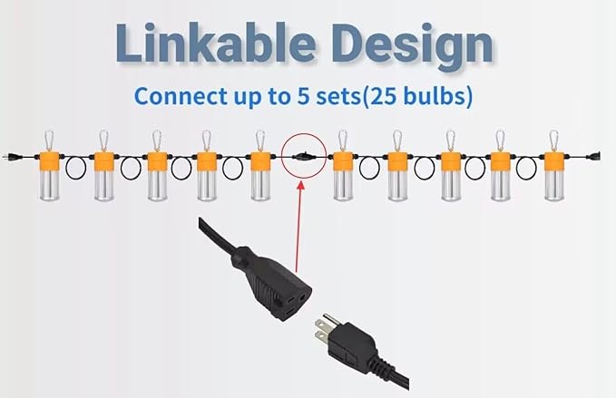 100W LED Temporary Construction String Light,50FT LED Suspended Jobsite Light with Plug,Linkable Temporary Work Light -12500LM