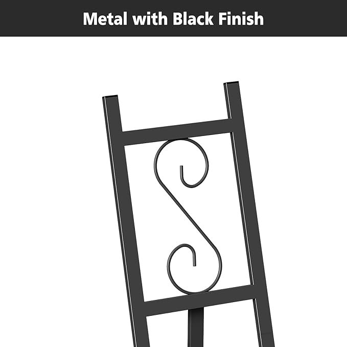 OUSHENG 2 Pack Easel Stand for Sign, Large Wedding Welcome Mirror Holder, Adjustable Free Standing Painting Rack with Chain Support for Display Poster Picture Frame Art, 17" x 17" x 58", Black