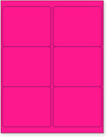 8-1/2 x 11 Neon Color High Light Fluorescent Labels for Laser & Inkjet Printer (Pink Fluorescent, 4" x 3-1/3" - 6 Per Page | 150 Labels)