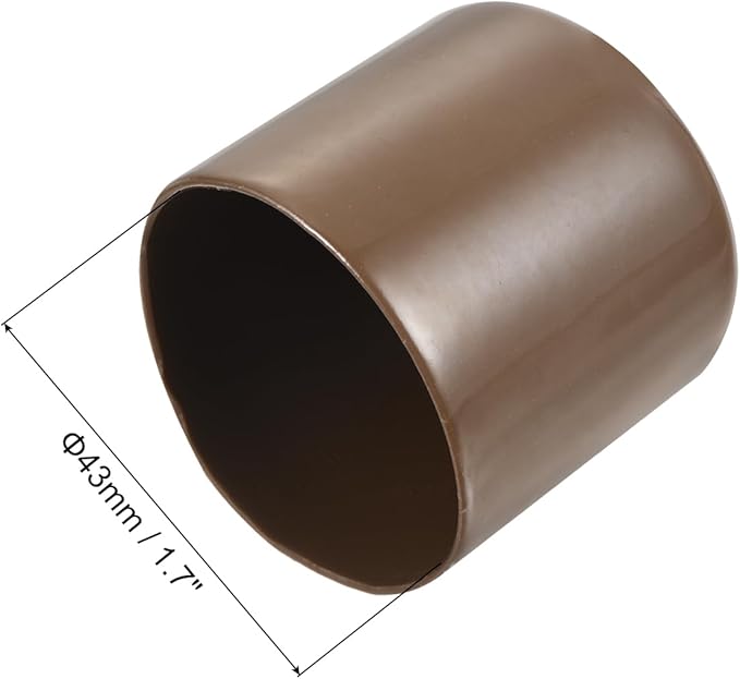 uxcell 4pcs Rubber End Caps 43mm ID Vinyl Round Tube Bolt Cap Cover Screw Thread Protectors Brown, 40mm Height