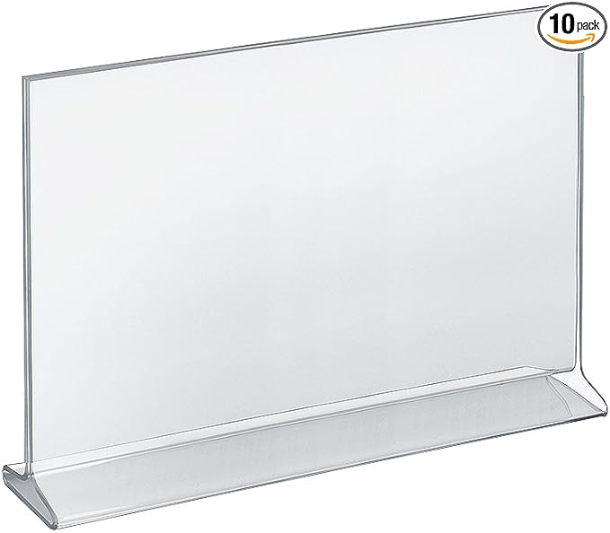 Azar Displays 142716 14-Inch Width by 11-Inch Height Top-Load Acrylic Sign Holder, 10-Pack