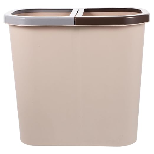 Double Compartment Garbage Bin Kitchen Wastebasket Dry and Wet Sorting Trash Can Plastic Non-Slip Base Bathroom Home Office Apartment Use
