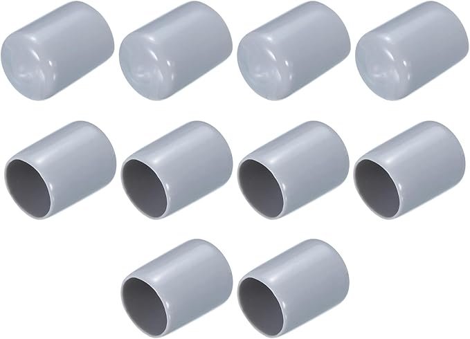 uxcell 10pcs Rubber End Caps 15mm ID Vinyl Round End Cap Cover Screw Thread Protectors, Grey