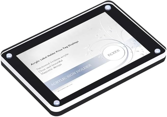 5 Pack Acrylic Label Holder Price Tag Displays Sign Holder with 3M Tape Adhesive Wall Mount Sign Stand (Black 100*70mm/3.94*2.76 inches)