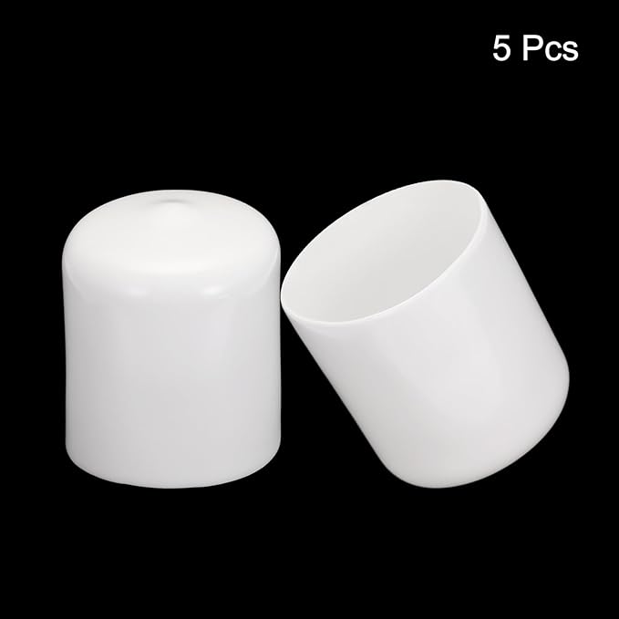 uxcell 5pcs Rubber End Caps 35mm ID Vinyl Round Tube Bolt Cap Cover Screw Thread Protectors White