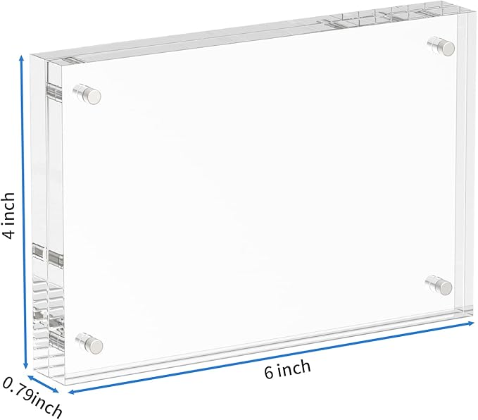 NIUBEE 4x6 Acrylic Photo Frames 5 Pack, Clear Desktop Double Sided Magnetic Picture Display
