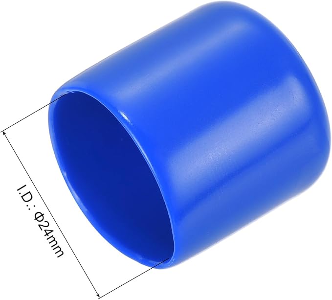 uxcell 10pcs Rubber End Caps 24mm ID Vinyl Round Tube Bolt Cap Cover Screw Thread Protectors Blue