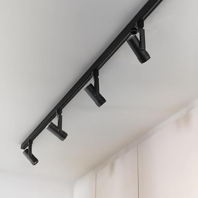 mirrea 5-Color Zoomable LED Track Lighting Heads H-Type Dimmable, 13.5W Black Ceiling Fixtures for Kitchen, Modern Accent Light, 2700-5000K Adjustable, Beam Angle 24°-60°, CRI90+, Pack of 6