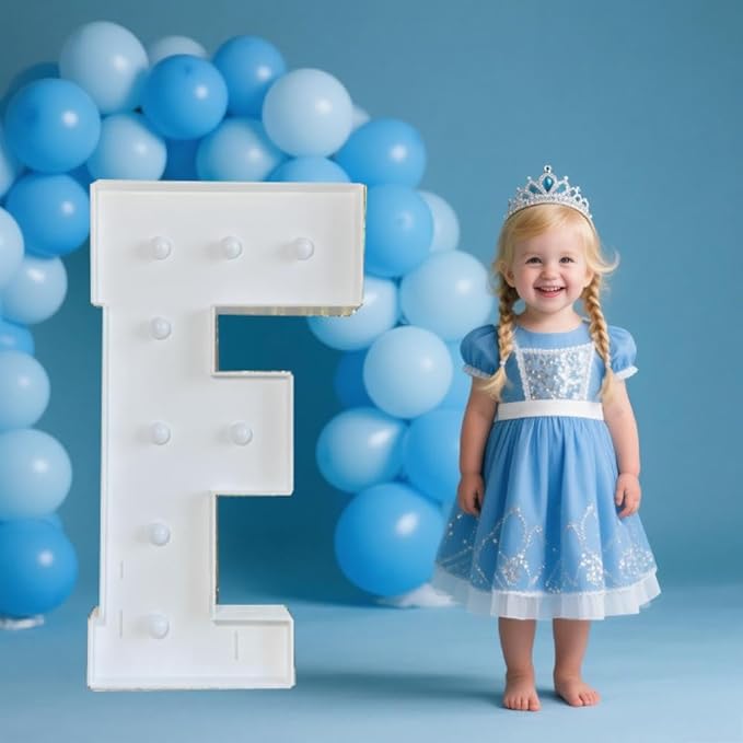 PRELIFE MEMORY 3FT/36 Inch Light Up Marquee Letter A-Z, White Frame KT Board Plug-in KT Board with Bracket White LED Party Decorative Light Decoration for Birthday Party Anniversary (F)