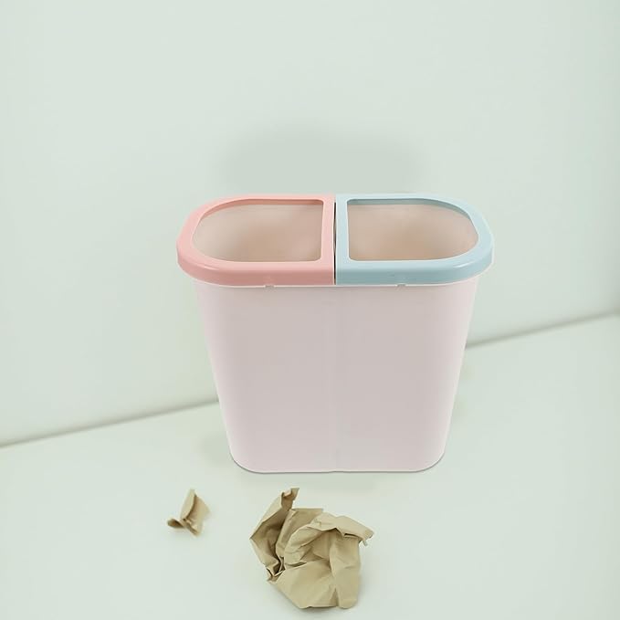Dry Wet Separation Kitchen Garbage Can Narrow Dual Compartment Trash Bin for Home Office Compact Space-Saving Wastebasket Efficient Sorting for Bathroom and Kitchen