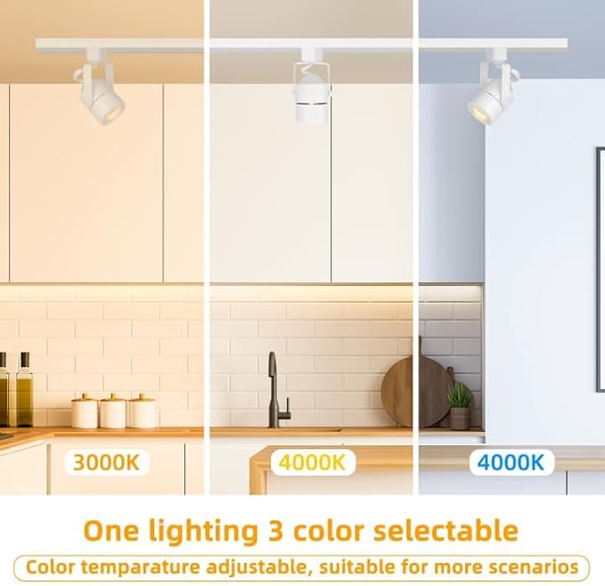 24PCS LED White Track Lighting with Advanced Replaceable GU10 Bulbs, Switchable 3CCT(3000K/4000K/6000K) and Dimmable Brightness(20%-100%), Versatile Ceiling Spotlight Fixtures for Any Space