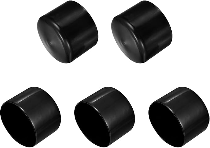 uxcell 5pcs Rubber End Caps 2 1/4"(57mm) ID Vinyl PVC Round Tube Bolt Cap Cover Screw Thread Protectors Black
