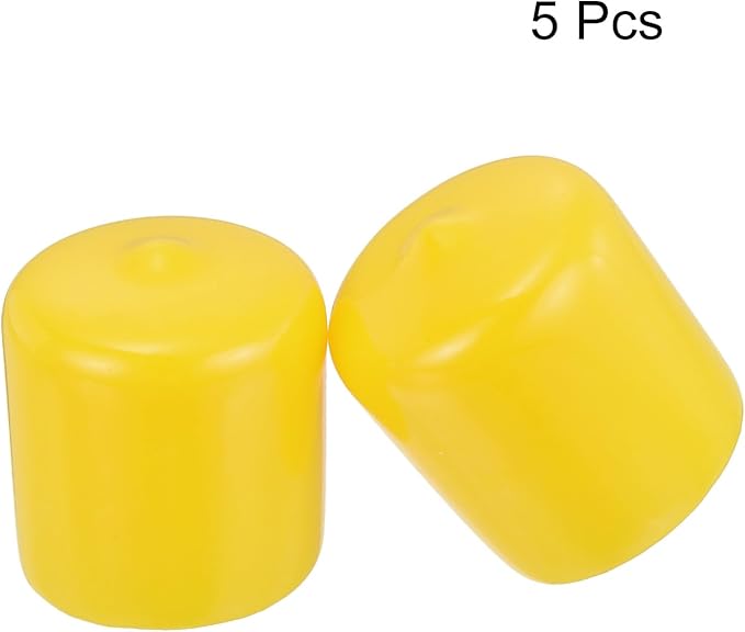uxcell 5pcs Rubber End Caps 25mm(1") ID PVC Vinyl Round Tube Bolt Cap Cover Screw Thread Protectors Yellow