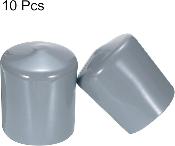 uxcell 10pcs Rubber End Caps 40mm(1.6") ID Vinyl Round End Cap Cover Screw Thread Protectors Grey
