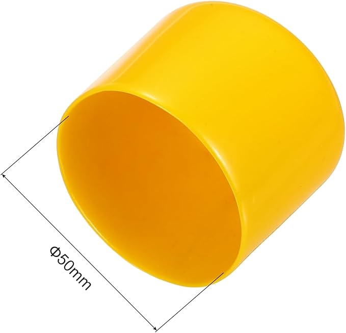 uxcell 5pcs Rubber End Caps 50mm(2 Inch) ID Vinyl PVC Round Tube Bolt Cap Cover Screw Thread Protectors Yellow