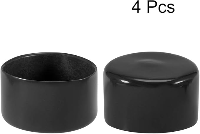 uxcell 4pcs Rubber End Caps 55mm ID Vinyl Round End Cap Cover Screw Thread Protectors Black, 40mm Height