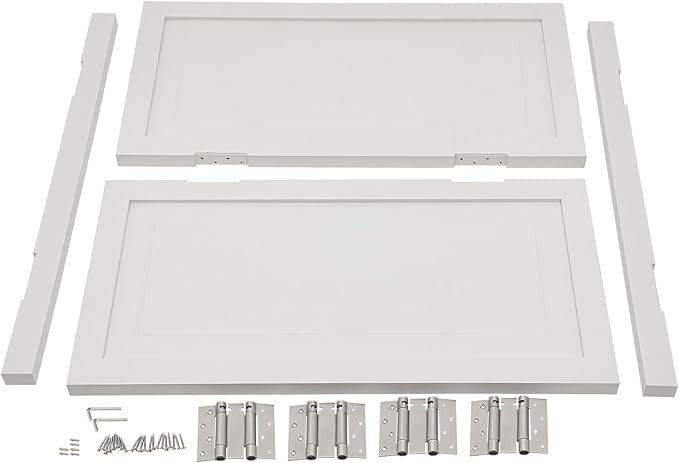 Solid Wood Interior Swing Door with Metal Hinges - Swinging Cafe Doors for Kitchen, Stairs, Bedroom Entrance & Partition (White, 39.37"X35.43")
