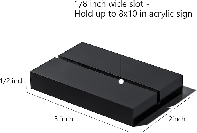 UNIQOOO 3" Black Acrylic Stand | 10 Pack 3mm Slot Wedding Sign Holders, Perfect for Wedding, Table Number, Exhibition, Office, Restaurant, Business