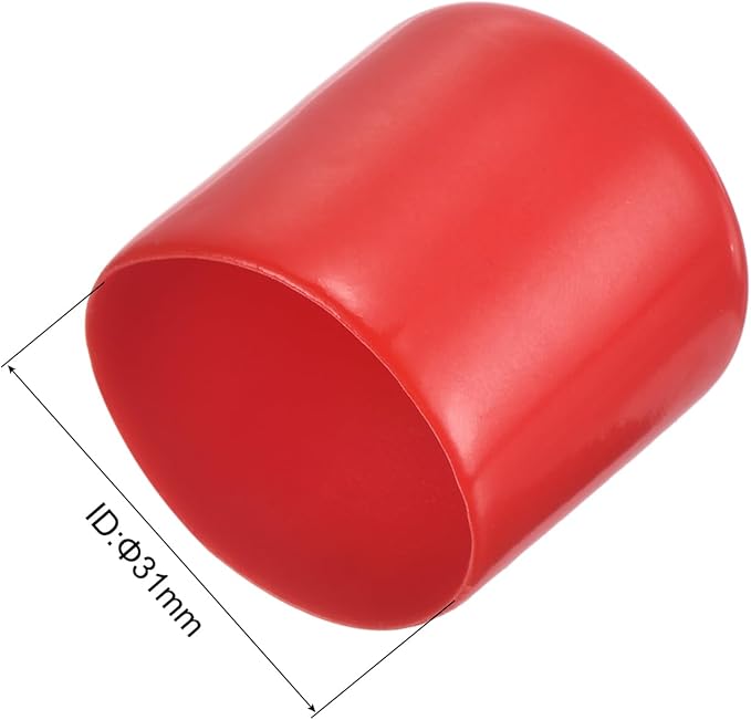 uxcell 4pcs Rubber End Caps 1 1/4"(31mm) ID Vinyl Round End Cap Cover Screw Thread Protectors Red, 30mm Height