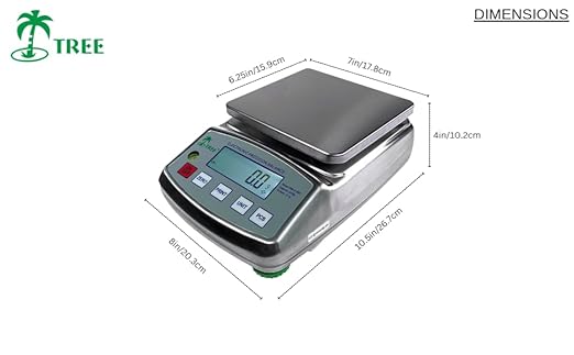 Tree HRB-S 1002TL Stainless Steel Top Loading Balance Scale, 1000 g x 0.01 g for Weighing Powders, Herbs, Jewelry, and More, for Lab & Home Use