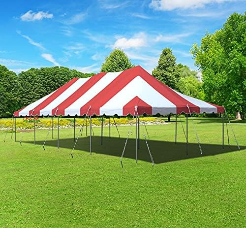 TentandTable 20' x 40' Premium Canopy Tent, Red/White, Outdoor Pole Tent, 80-160 Person Capacity for Parties, Weddings, Events, Commercial and Residential Use, Large Heavy Duty Vinyl Canopy Tents