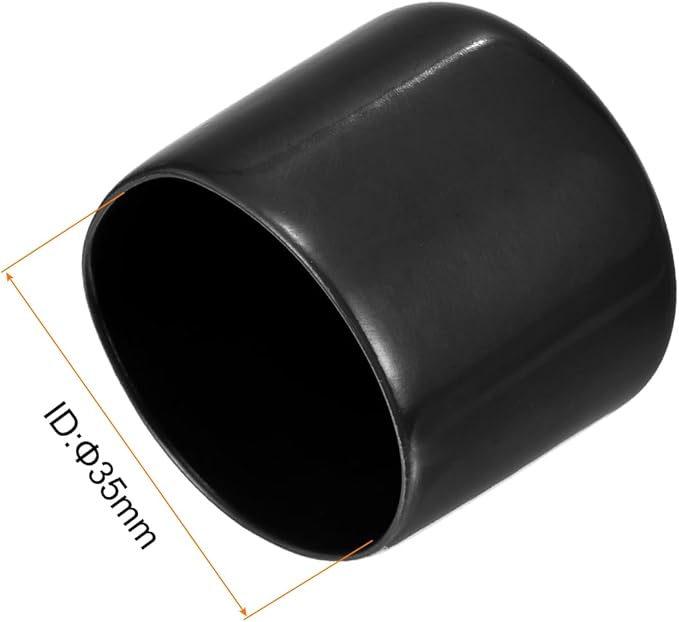 uxcell 4pcs Rubber End Caps 1 3/8"(35mm) ID Vinyl Round End Cap Cover Screw Thread Protectors Black, 30mm Height