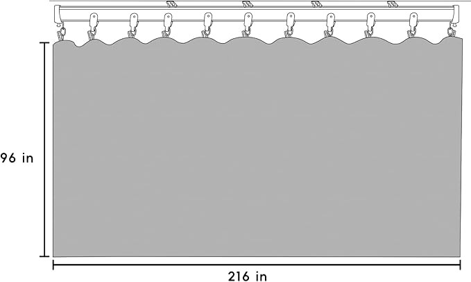 Room Divider Blackout Curtains Flexible Sliding Tracks Sets Ceiling Mounted Rod Window Curtain Privacy Separation for Bedroom Living Rooms,1 Panel Gray White Drape and Black Track Set-W216xH96 in