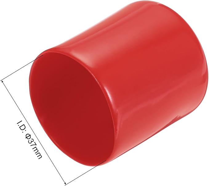 uxcell 5pcs Rubber End Caps 37mm ID Vinyl Round Tube Bolt Cap Cover Screw Thread Protectors Red