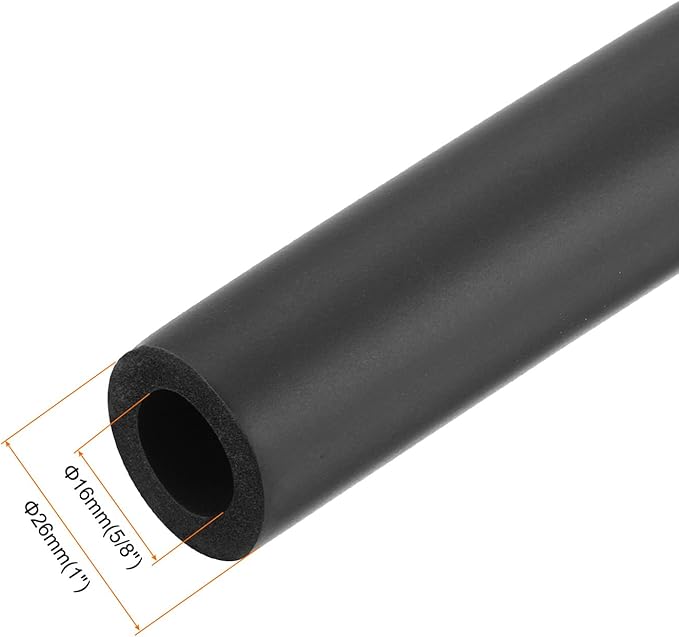 uxcell Foam Tubing for Handle Grip Support, 16mm(5/8") ID 26mm(1") OD 1m Length Black