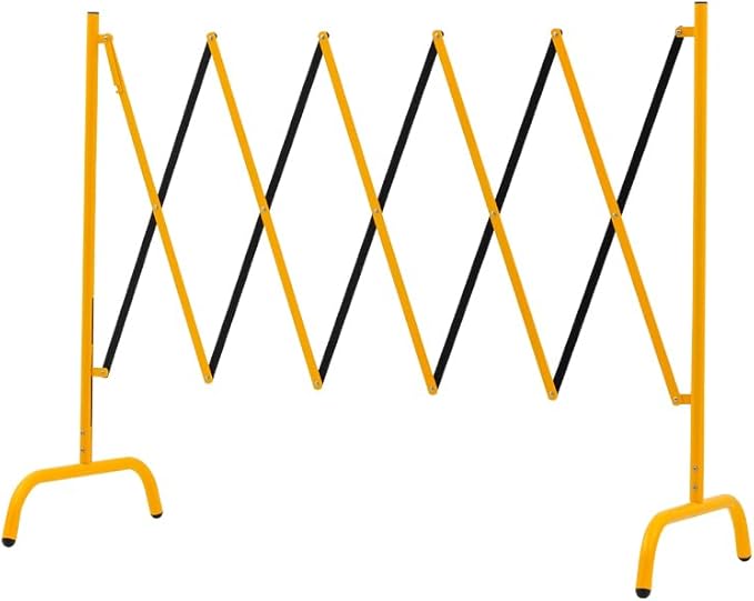 Easily Assembled Expandable Metal Barricade, Portable Safety Barrier with Casters, Flexible Fence Mobile Barrier Gate, Adjustable Traffic Fence, 8.2 Feet, Yellow and Black