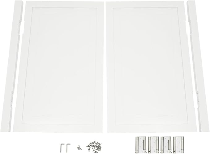 Solid Wood Interior Swing Door with Metal Hinges - Swinging Cafe Doors for Kitchen, Stairs, Bedroom Entrance & Partition (White, 47.2"X35.43")